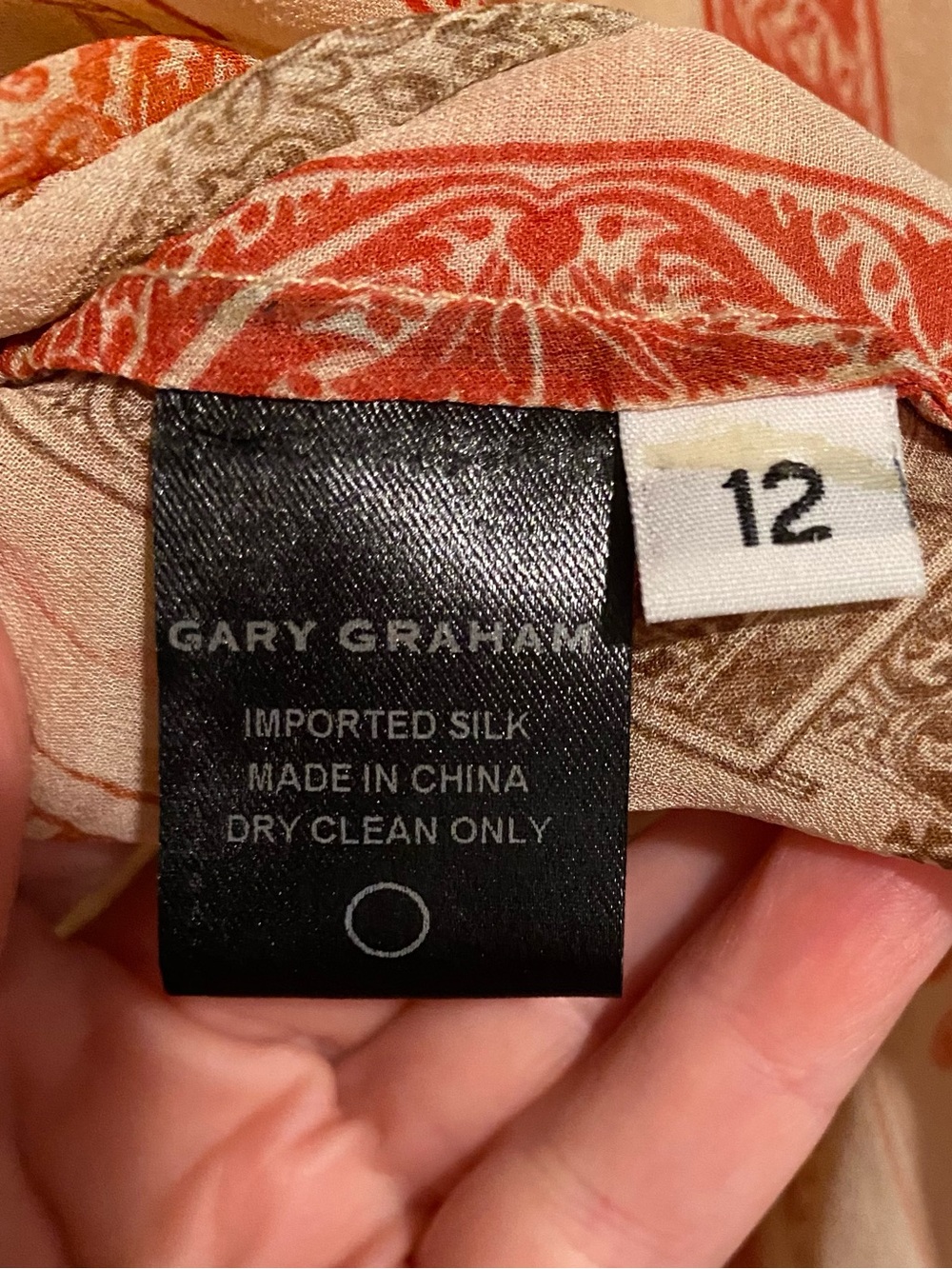 Gary Graham Boho Striped Blouse in Cream,Rust, Green Sheer Silk 12 - Picture 7 of 8